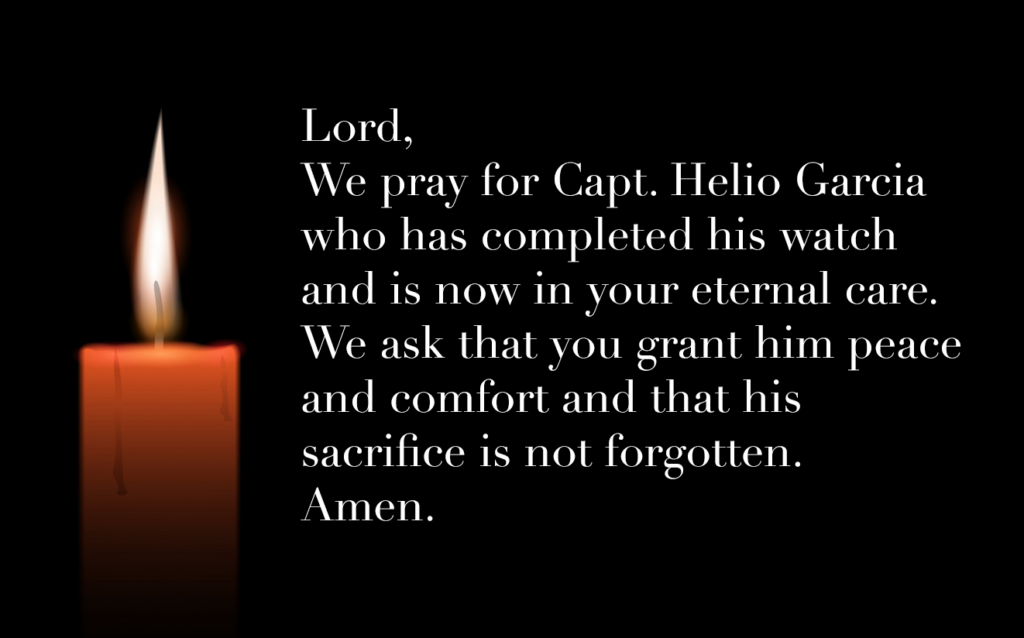 HG memorial candle Memorial candle graphic with end of watch prayer for Capt. Helio Garcia